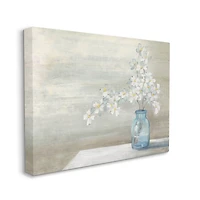 Stupell Industries Classic Dogwood White Florals Blue Jar Country Flowers Canvas Wall Art