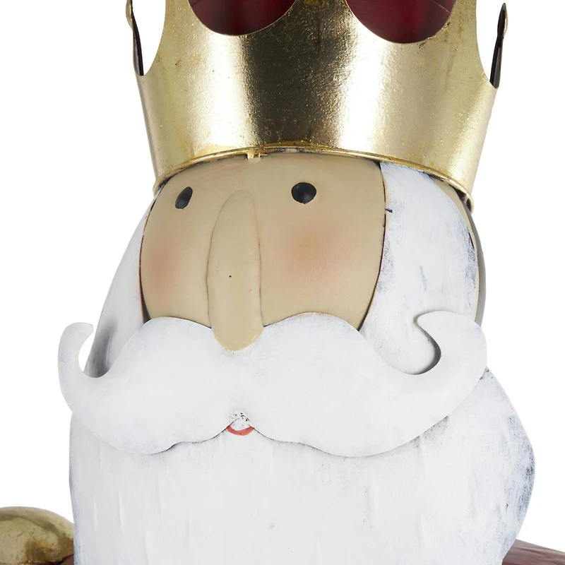 52.5" Red Standing Nutcracker with Drum Metal Sculpture