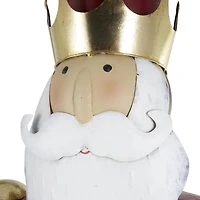 52.5" Red Standing Nutcracker with Drum Metal Sculpture