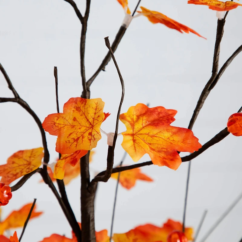 5ft. Pre-Lit Minimalist Autumn Maple Artificial Fall Tree with 96 LED Warm White & Orange Pumpkin Shaped Lights