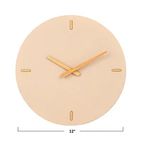 Hello Honey® 12" Beige & Natural Round Stoneware & Wood Wall Clock