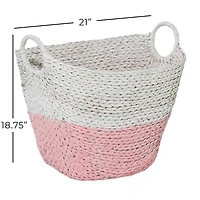 CosmoLiving by Cosmopolitan 21" White Water Hyacinth Contemporary Storage Basket