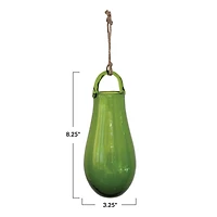 Hello Honey® 8" Green Hand Blown Glass Hanging Vase