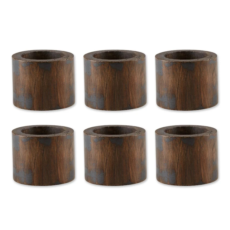 DII® Black Rub Finish Wood Band Napkin Rings, 6ct.