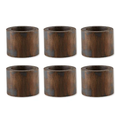 DII® Black Rub Finish Wood Band Napkin Rings, 6ct.