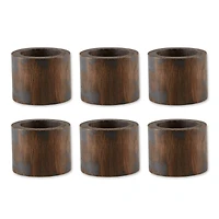 DII® Black Rub Finish Wood Band Napkin Rings, 6ct.