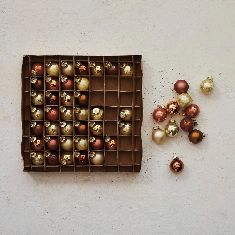 Hello Honey® 1" Brown & Gold Round Glass Ball Ornaments, 49ct.