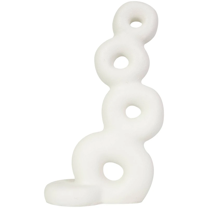 18" White Abstract Stacked Circle Ring Sculpture