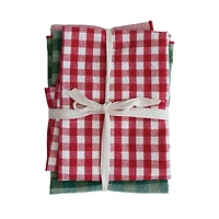Hello Honey® Red & Green Woven Cotton Tea Towel Set