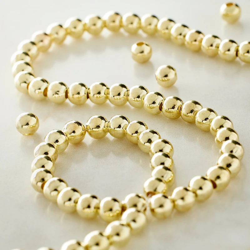 12 Pack: Metallic Gold Round Beads, 4mm by Bead Landing™