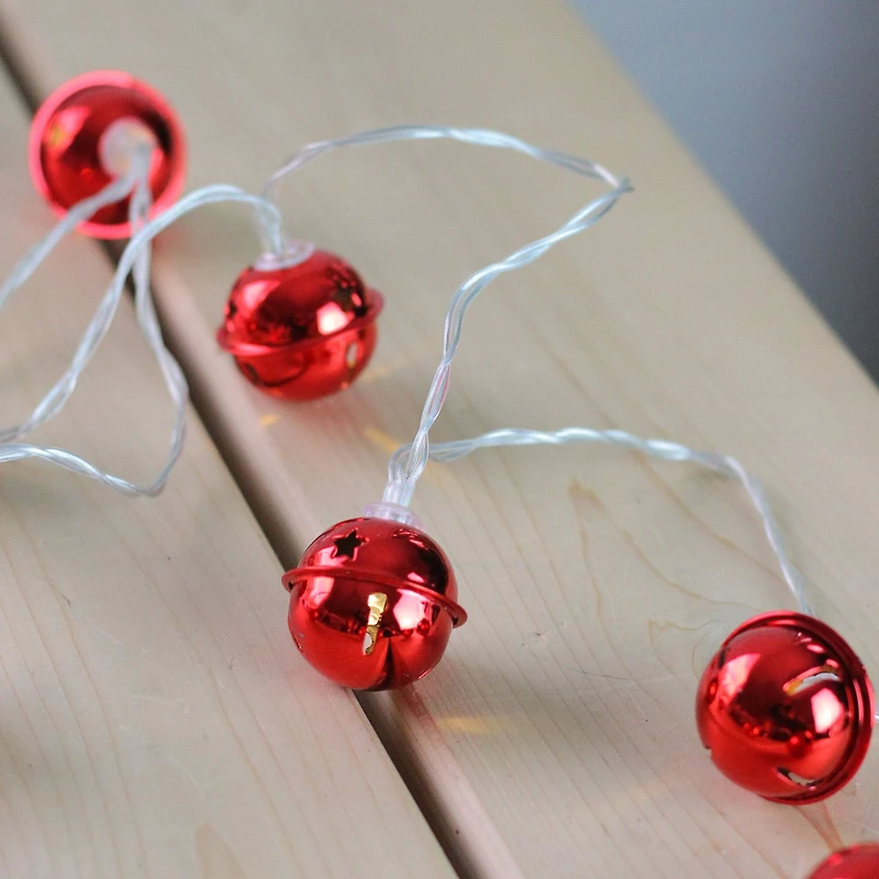 8ct. Red LED Jingle Bell Christmas Lights