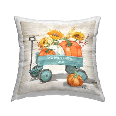 Stupell Industries Pumpkins Harvest Wagon Outdoor Printed Pillow