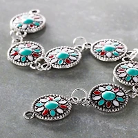 Turquoise Flower Enamel Metal Connectors, 15mm by Bead Landing™