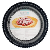 6 Packs: 3 ct. (18 total) Non-Stick Quiche & Tart Pan Set by Celebrate It®
