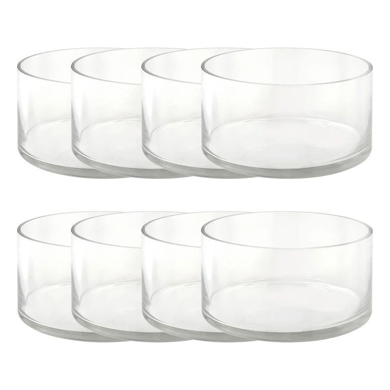 8 Pack: 3.75" Clear Short Glass Cylinder Vase by Ashland®