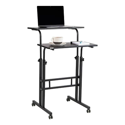 Mind Reader Black Mobile Sitting or Standing Desk