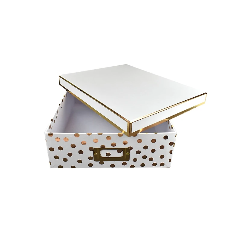 White & Gold Dots Decorative Document Box by Ashland