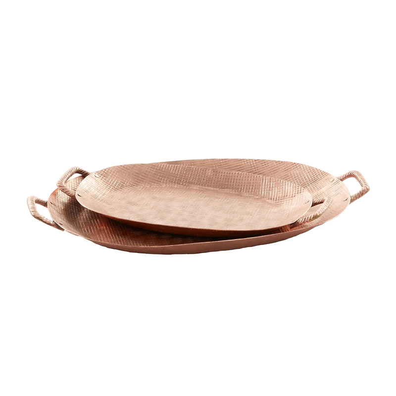 Set of 2" Bronze Aluminum Rustic Tray, 3" x 27" x 16"