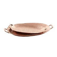 Set of 2" Bronze Aluminum Rustic Tray, 3" x 27" x 16"