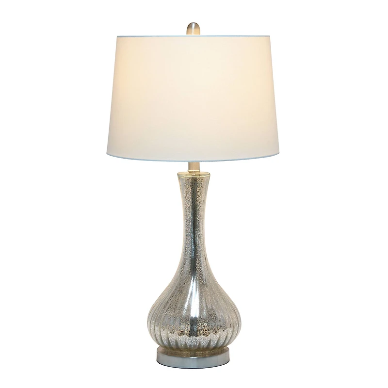 Lalia Home 29" Speckled Mercury Tear Drop Table Lamp with White Fabric Shade