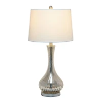 Lalia Home 29" Speckled Mercury Tear Drop Table Lamp with White Fabric Shade
