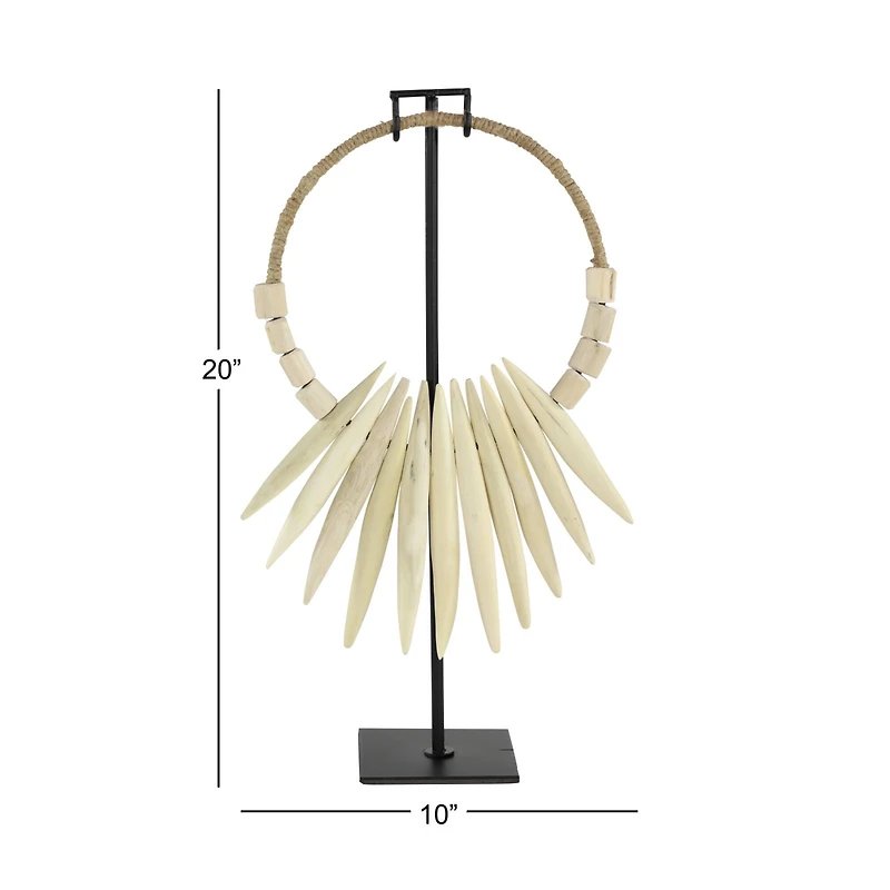 20" White Teak Wood Natural Necklace Sculpture