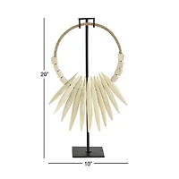 20" White Teak Wood Natural Necklace Sculpture