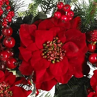 24" Red Poinsettia & Berry Wreath