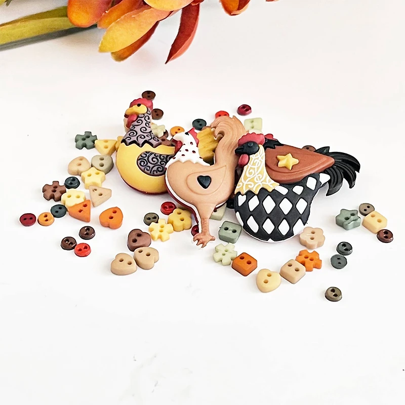 Dress It Up Hen House Barnyard Animal Bird Chicken Buttons