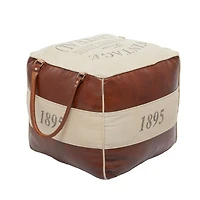 Brown Canvas Rustic Stool, 19" x 21" x 20"