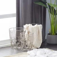 Silver Metal Contemporary Storage Basket Set