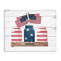 Stupell Industries Rustic Patriotic Jars American Pride Flag Design Canvas Wall Art