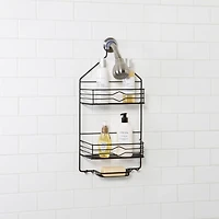 Bath Bliss Matte Black 2 Tier Aztec Shower Caddy