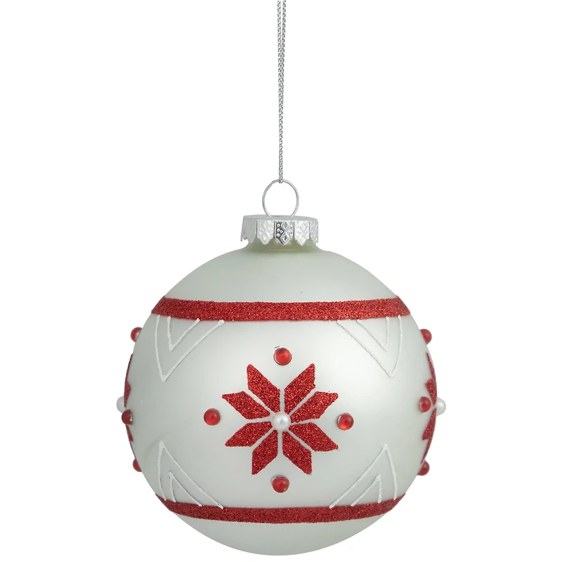 4" Glittered Snowflake Glass Ball Ornament