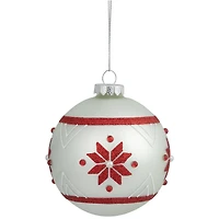 4" Glittered Snowflake Glass Ball Ornament