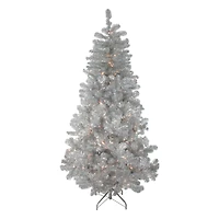 7.5ft. Pre-Lit Full Metallic Tinsel Artificial Christmas Tree, Clear Lights