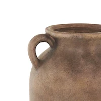 20" Copper Ceramic Antique Style Textured Vase with Handles