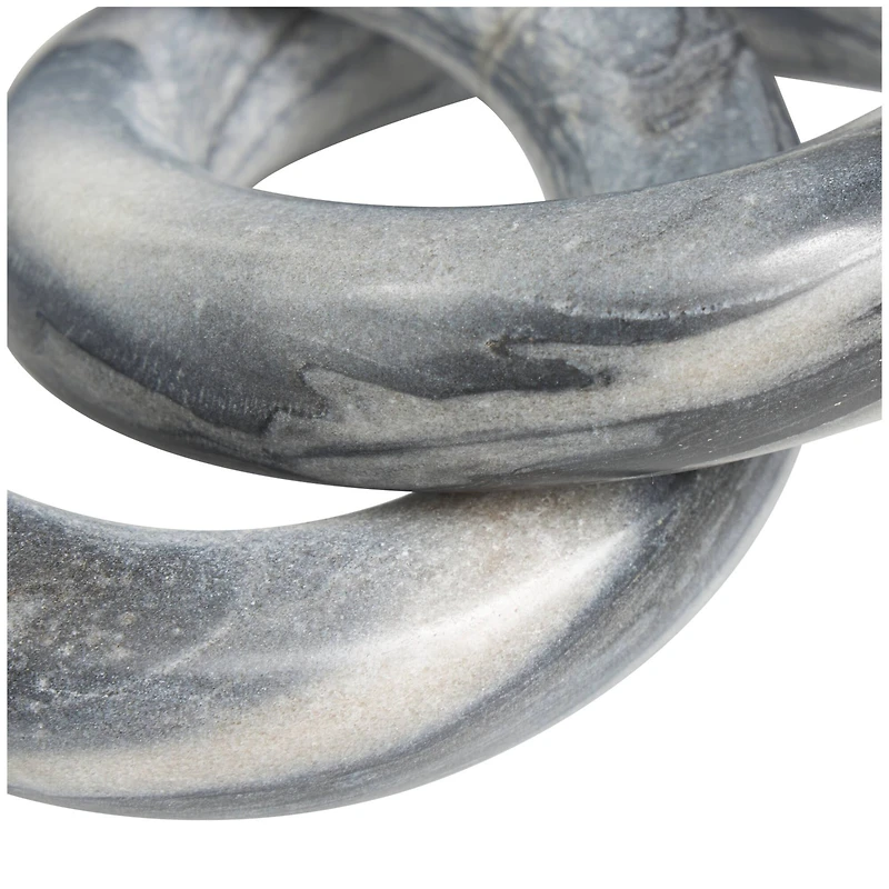 6" Black Marble Geometric Link Chain Sculpture