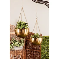 Gold Metal Glam Hanging Planter Set