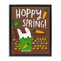 Stupell Industries Happy Spring Bunny & Carrots Floater Framed Art