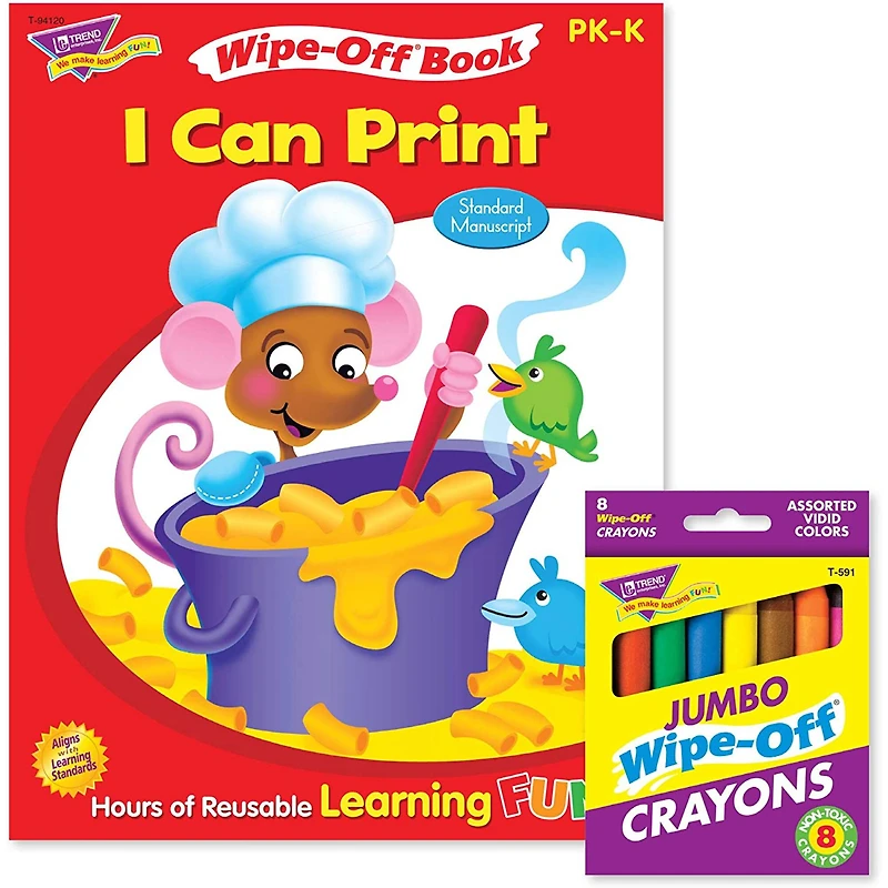 Trend Enterprises® Printing Reusable Book & Crayons Set