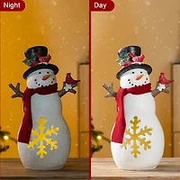 Glitzhome® 15" Christmas Lighted Resin Snowman Table Decor