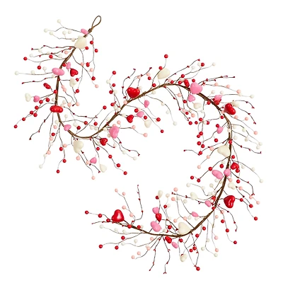 6ft. Artificial Valentine's Day Heart & Berry Twig Garland