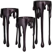 CosmoLiving by Cosmopolitan Black Aluminum Pillar Candle Holder with Dripping Melting Designed Legs Set