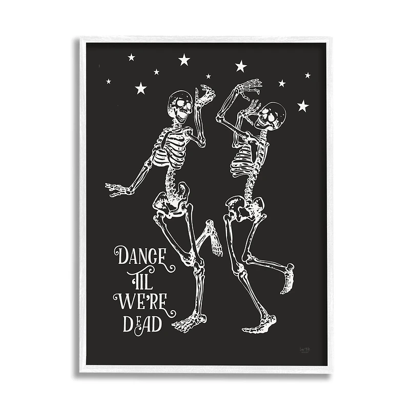 Stupell Industries 24" x 30" Dance 'Til We're Dead Skeletons White Framed Giclée Art