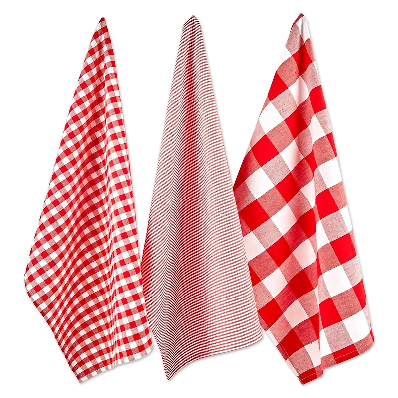 DII® Red & White Dishtowel Set
