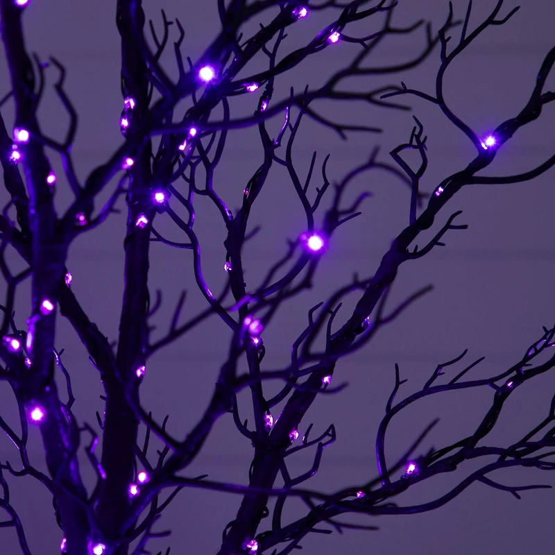 7ft. Pre-Lit Halloween Minimalist Twig Artificial Fall Tree with 400 Orange & Purple LED Lights