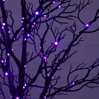 7ft. Pre-Lit Halloween Minimalist Twig Artificial Fall Tree with 400 Orange & Purple LED Lights