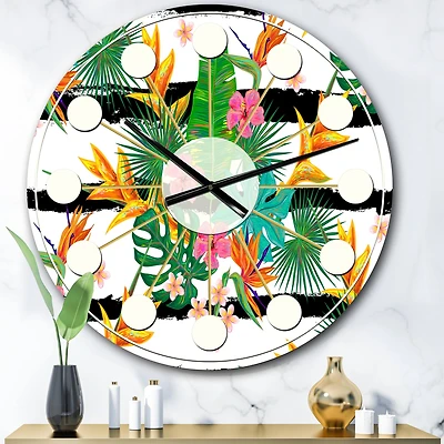 Designart 'Retro Tropical Leaves Ii Mid-Century Modern Wall Clock