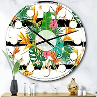 Designart 'Retro Tropical Leaves Ii Mid-Century Modern Wall Clock